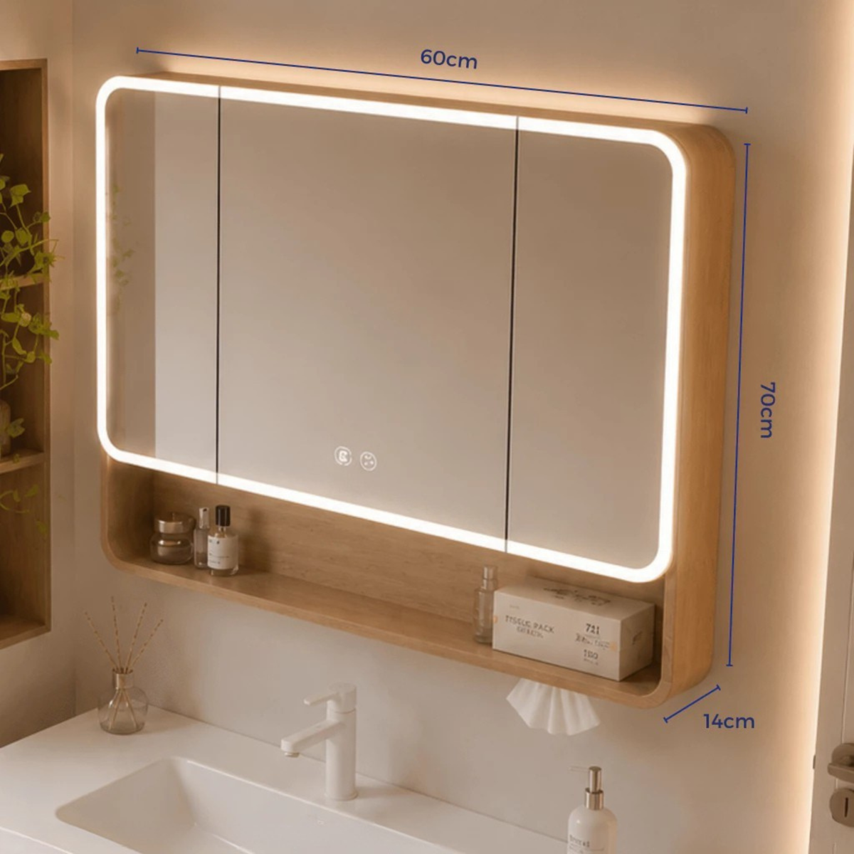 Arcwood Aluminium Honeycomb Bathroom Vanity 60cm/ 70cm/ 80cm/ 100cm Led Storage Mirror Cabinet