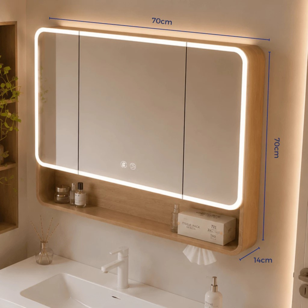 Arcwood Aluminium Honeycomb Bathroom Vanity 60cm/ 70cm/ 80cm/ 100cm Led Storage Mirror Cabinet