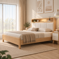 Hikari Wooden Bed Frame | Built-in LED Light & USB Charging Port