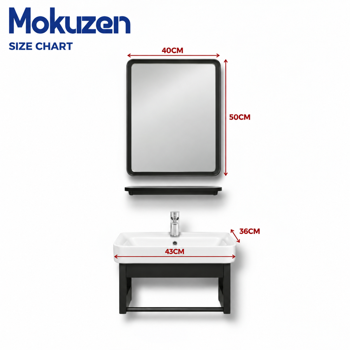 Aluminum Bathroom Cabinet Basin Set Ceramic Sink with Mirror and Shelf