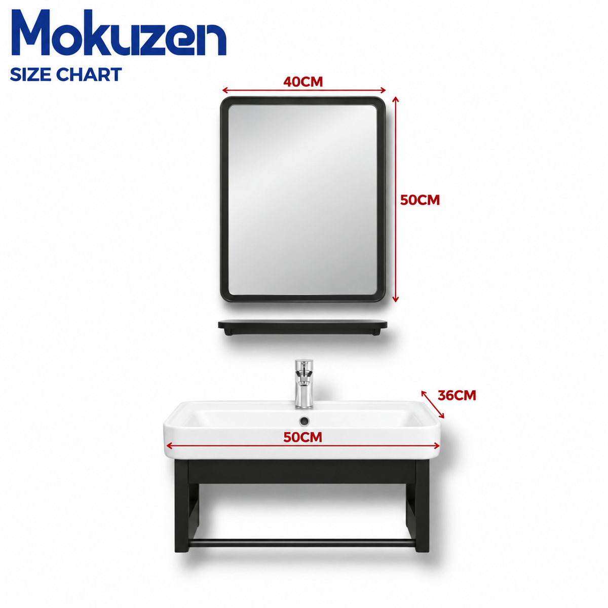 Aluminum Bathroom Cabinet Basin Set Ceramic Sink with Mirror and Shelf