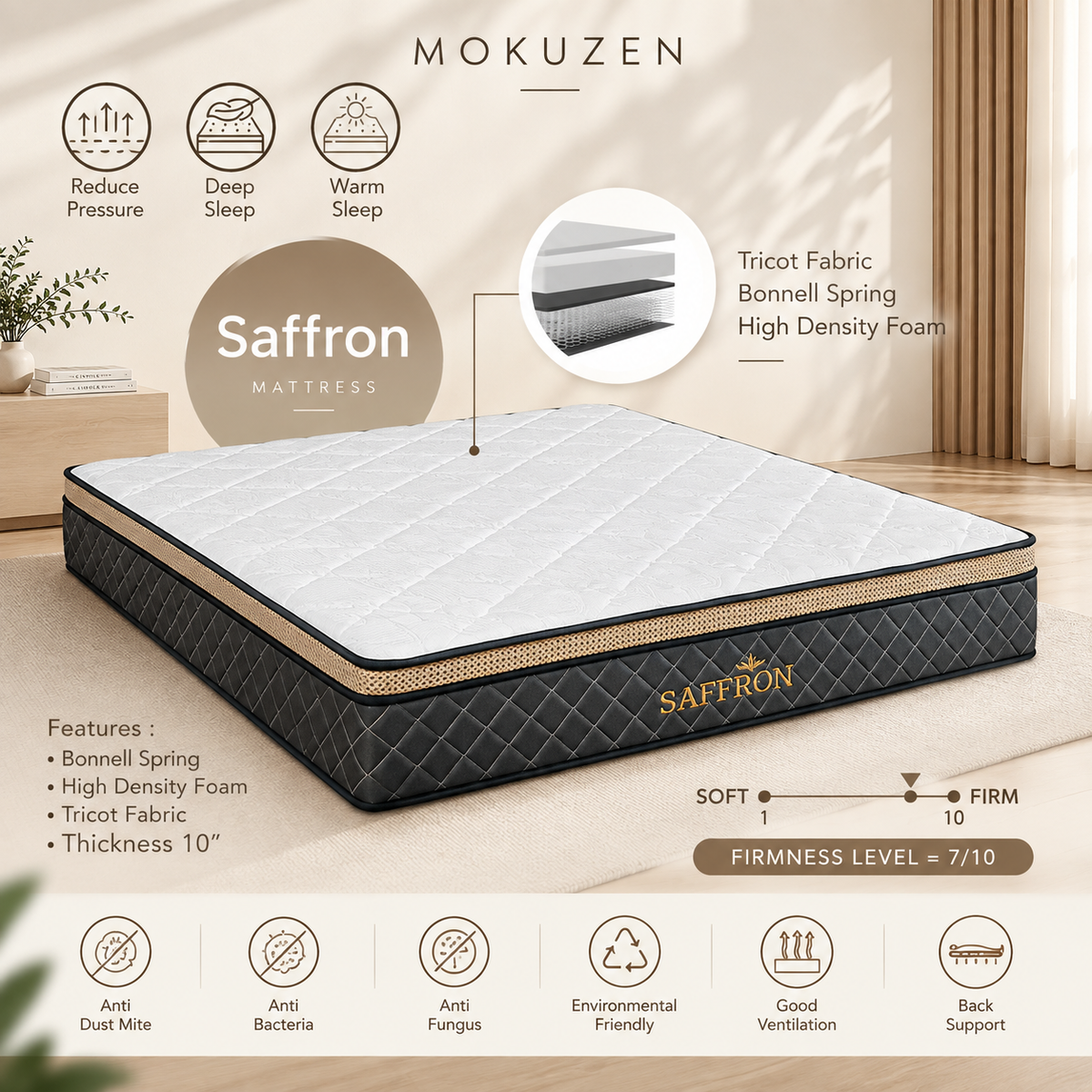 Saffron 10'' Mattress - FREE Pillow and Mattress Protector
