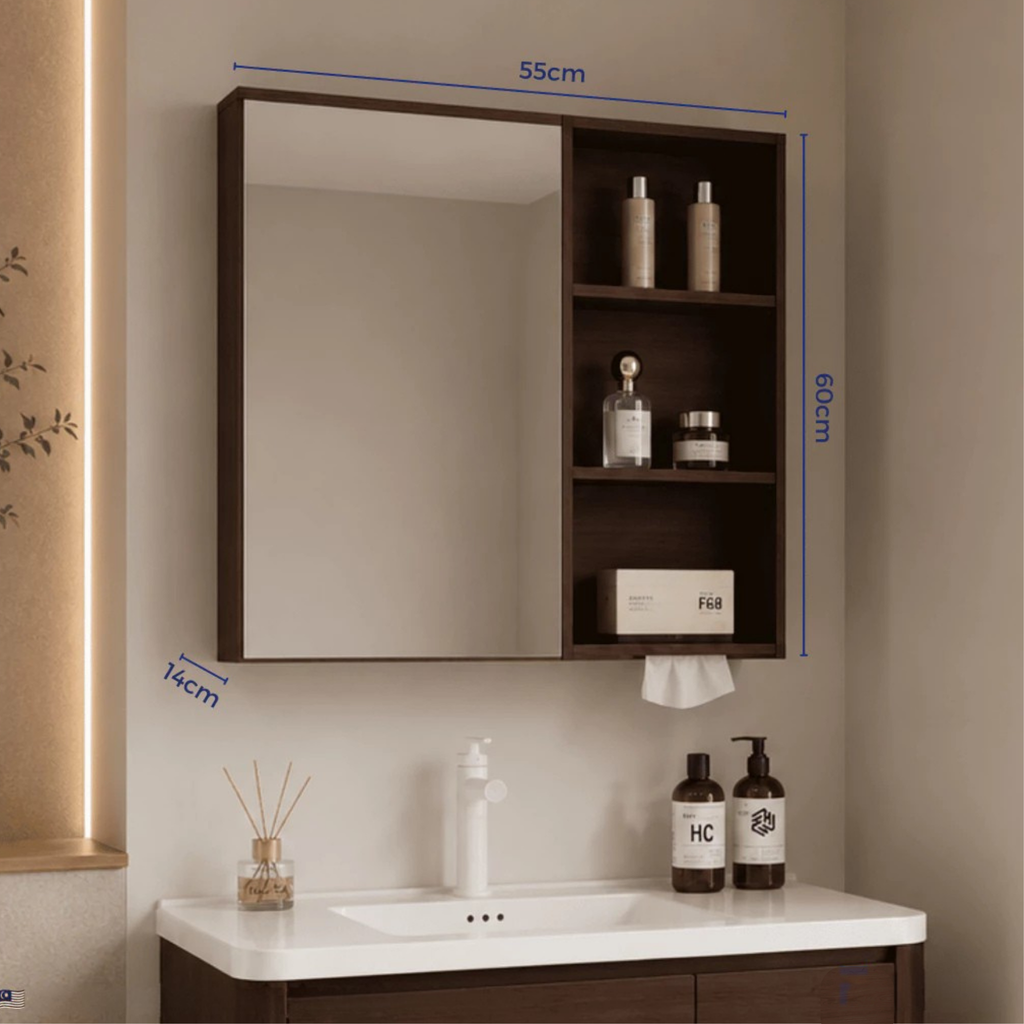 Edgewood B Honeycomb Aluminium Mirror Cabinet And Drawer Storage 80cm 90cm Waterproof