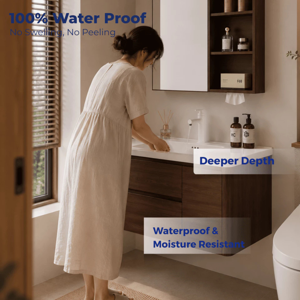 Edgewood B Honeycomb Aluminium Mirror Cabinet And Drawer Storage 80cm 90cm Waterproof