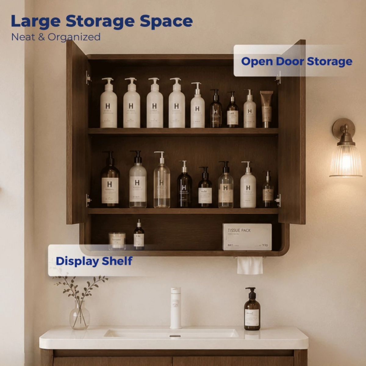 Arcwood Aluminium Honeycomb Bathroom Vanity 60cm/ 70cm/ 80cm/ 100cm Led Storage Mirror Cabinet