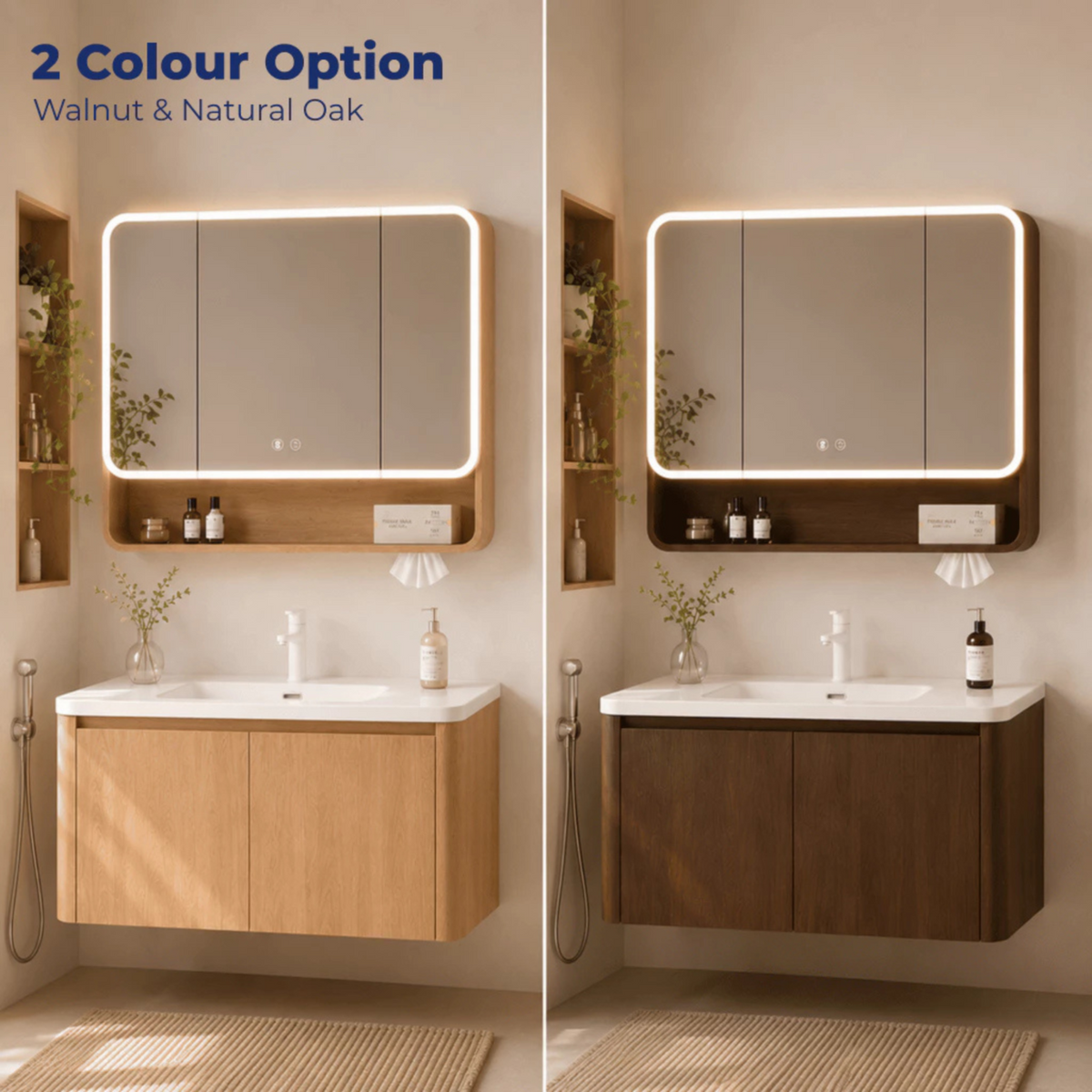 Arcwood Aluminium Honeycomb Bathroom Vanity 60cm/ 70cm/ 80cm/ 100cm Led Storage Mirror Cabinet
